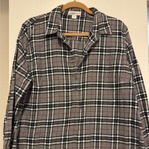 Coldwater Creek Gray and Red Plaid Shirt